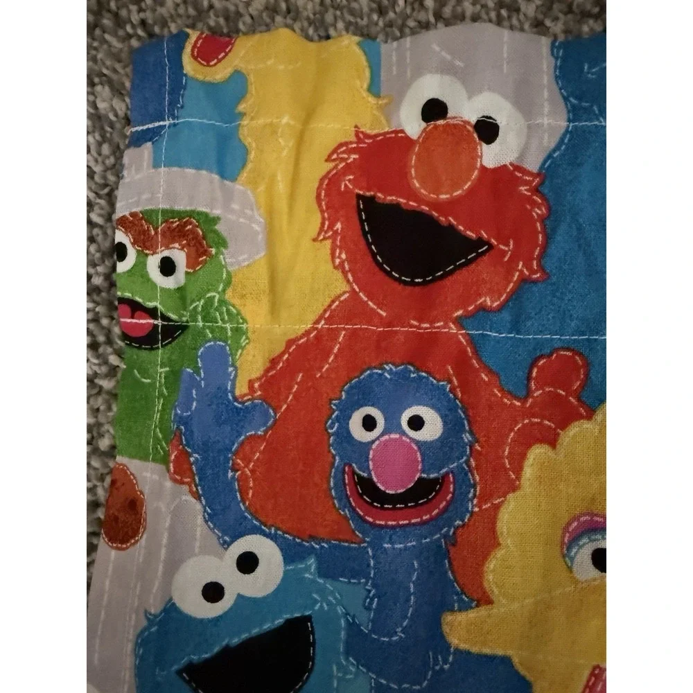 Rare Homemade Sesame Street Double Curtain And Valance Or Fabric 75x73 Val. 80
